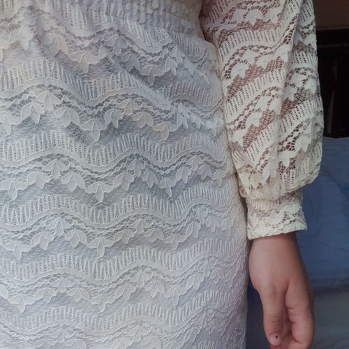 Boho lace dress beige new Anel with bell sleeves