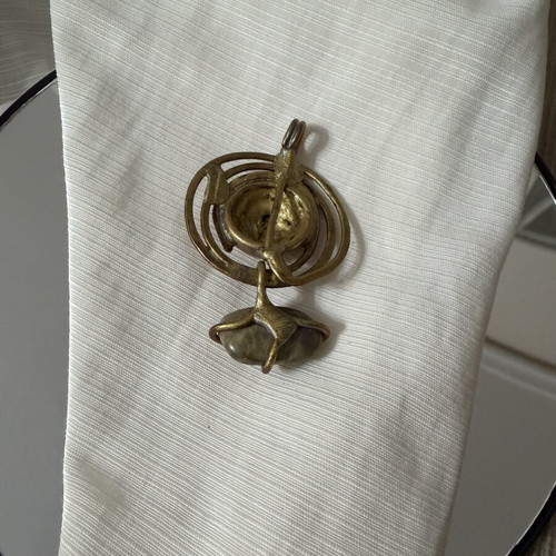 Handmade copper pendant with unique solar system design, new