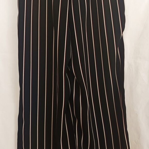 ZARA Black Striped Wide-Leg Pants With Elastic Waistband Like New XS