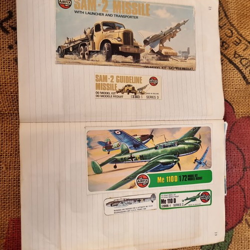 Album with military modeling box cutouts used, 50 pieces