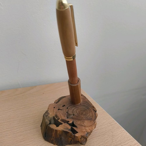 Olive Wood Pen with Natural Base, Refillable, Gift Spare