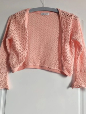 H&M girl's knitted bolero salmon pink boho style like new