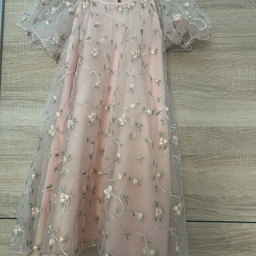 Girls' dress 6 years new, A-line, beige and pink