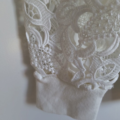 Cotton blouse white perforated fabric size S like new