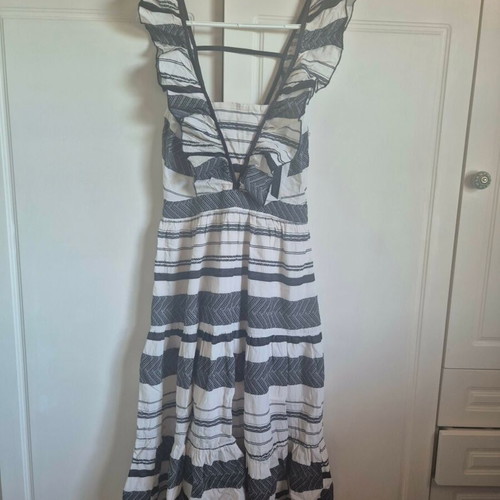 A.L.E. maxi dress beige-black cotton size L like new