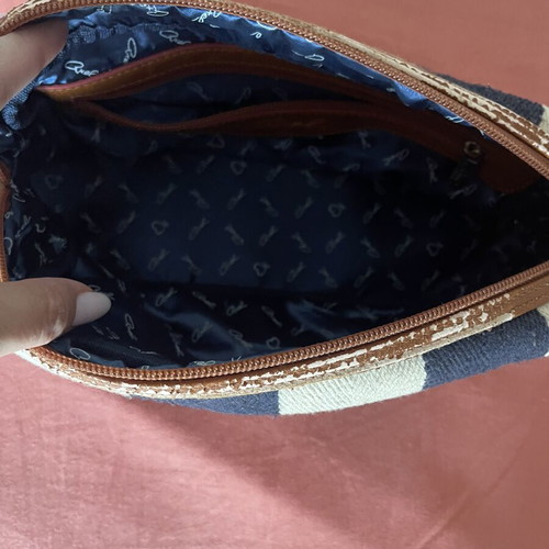 Axel Accessories vintage striped canvas wristlet bag used