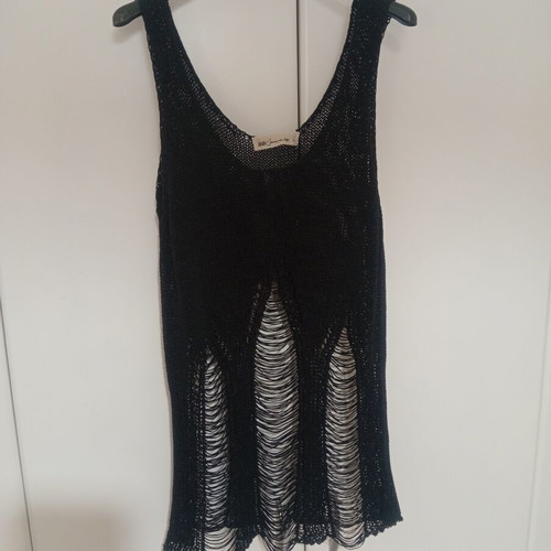 BSB black perforated blouse, size L