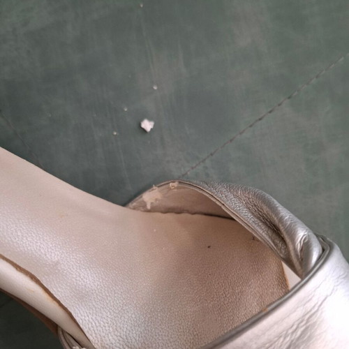 White and silver leather sandals size 37 with platform heel