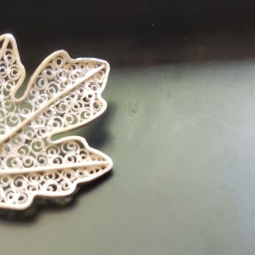 Silver 1000 Grade Handmade Brooch, Leaf Design