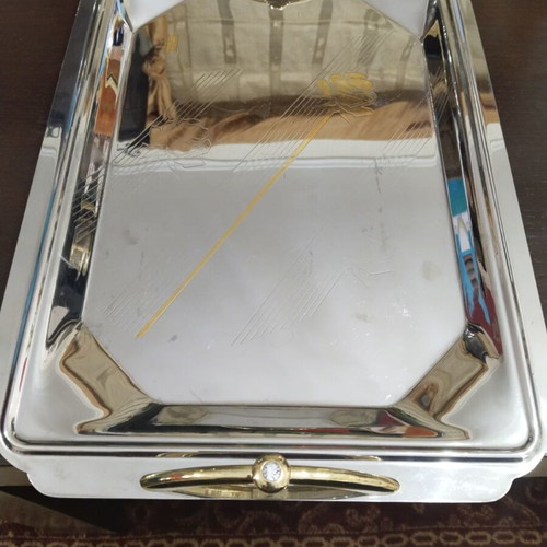 Stainless luxury antique tray like new 41×28 cm