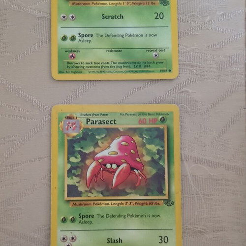 Pokemon cards Paras and Parasect used set