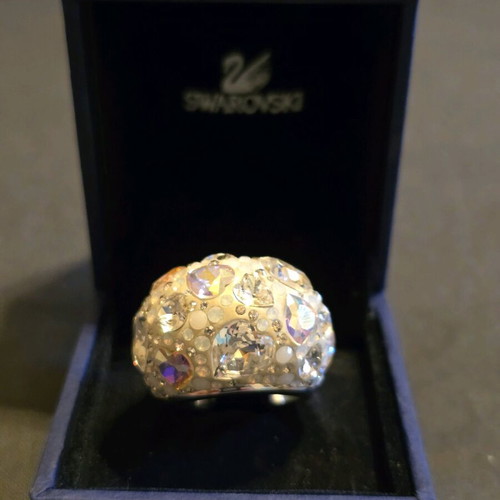 Swarovski ring new with heart-shaped stones, size 52
