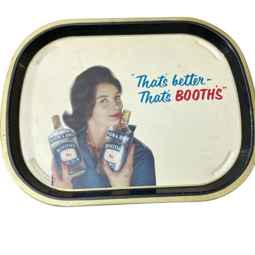 Booth Gin vintage metal serving tray like new