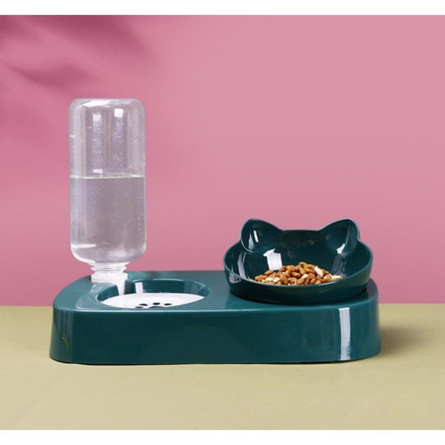Elevated pet bowl with automatic water dispenser blue new