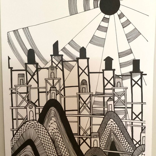 Πόλη πρωτότυπη σε χαρτί ακουαρέλας 240gsm 29,7x41cm