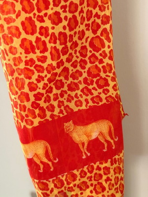 Transparent animal print pareo like new, orange and yellow