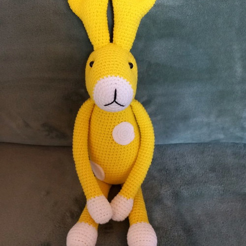 Handmade knitted bunny doll 45 cm new, cotton yarn