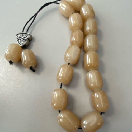 Collectible worry beads like new with dark beige glass beads 22 cm