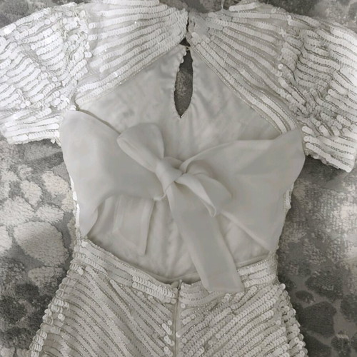 Parisian wedding dress new, white silver, size L