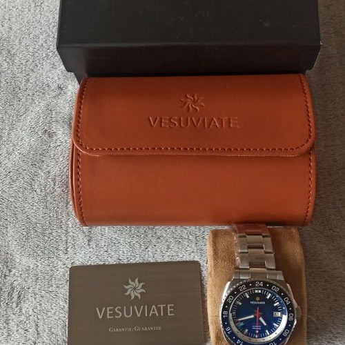 Vesuviate GMT Volare Blue men's watch new, automatic, 200m water resistant
