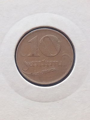 Latvia 10 Santims 1922 coin used