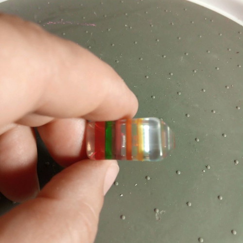 Plastic ring rainbow rectangular size 6.5/52/16.75 diameter