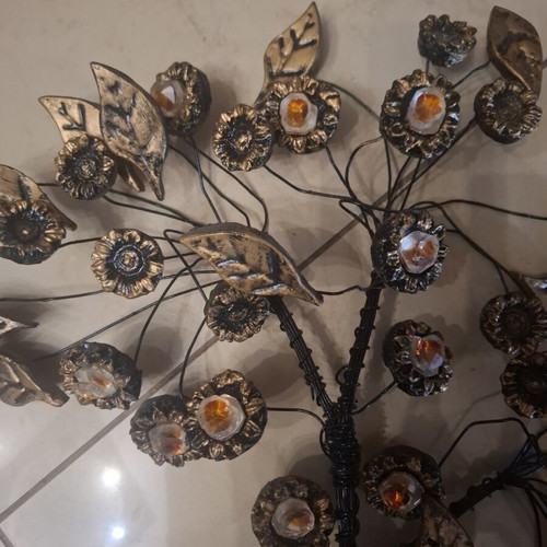 Metal Handmade Wall Decor Tree of Life like new, bronze and gold