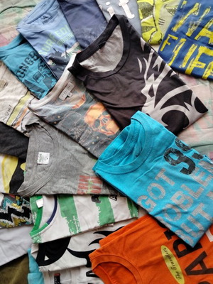 Boys' t-shirts used, pack of 20, multicolor, ages 9-14