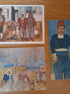 Συλλεκτικές κάρτ ποστάλ Θεόφιλου Χατζημιχάλη, σετ τριών