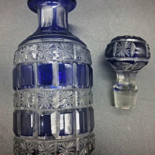 Vintage Bohemian Cut-to-Clear Crystal Perfume Bottle 15cm used