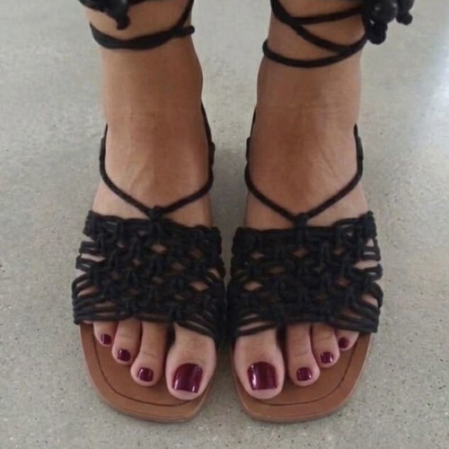 Zara sandals with laces, black and brown, size 40
