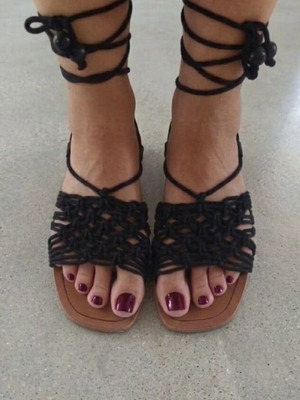 Zara sandals with laces, black and brown, size 40