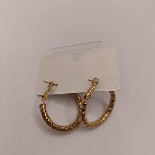 Gold-tone stainless steel hoop earrings with rope design