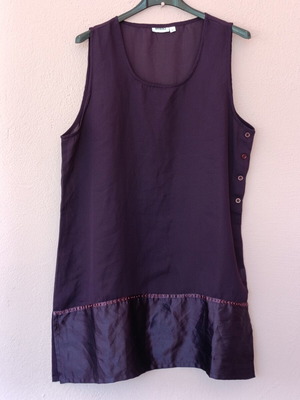 Emma sleeveless tunic top new, dark plum color, size L