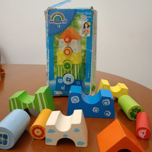 Wonderworld Tower Block wooden educational toy used