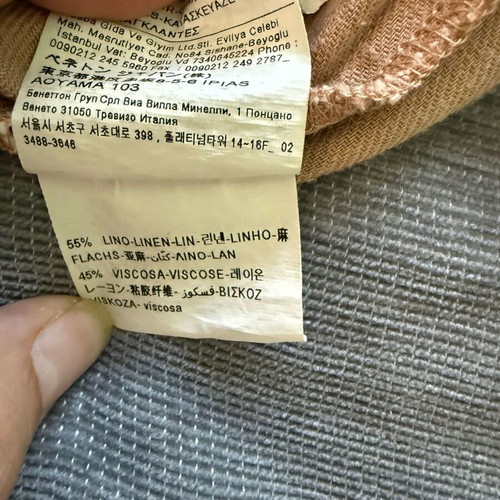 Sisley beige linen blend pants used, tapered fit, elastic waist, size M