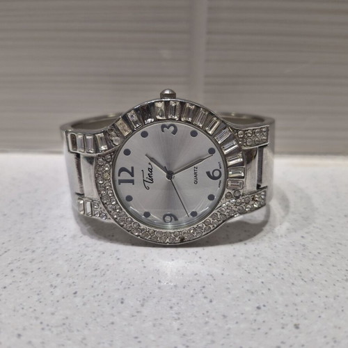 Tina Quartz Japan wristwatch used, stainless steel, silver