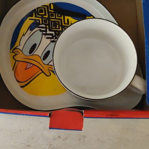 Disney That's Donald! vintage snack cup and plate set