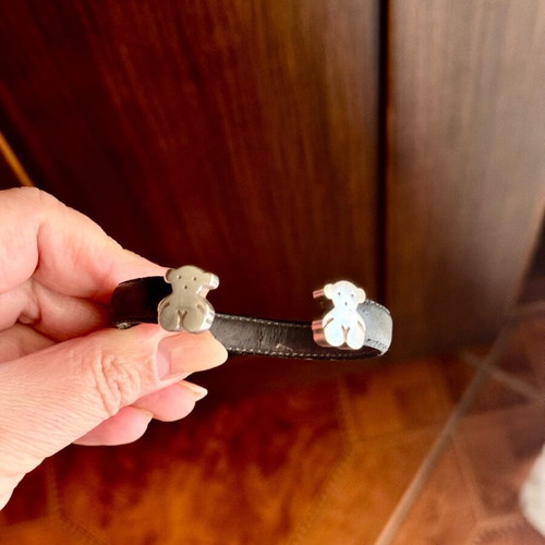 Tous leather and 925 silver bracelet like new, black and silver