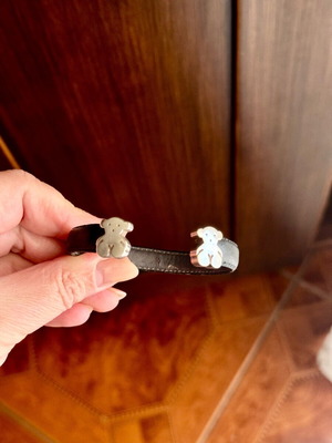 Tous leather and 925 silver bracelet like new, black and silver