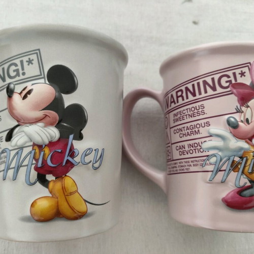 Mickey and Minnie coffee mugs large size 12cm like new