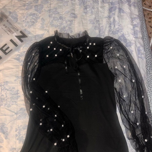 Shein blouse with pearls new, size XL, black