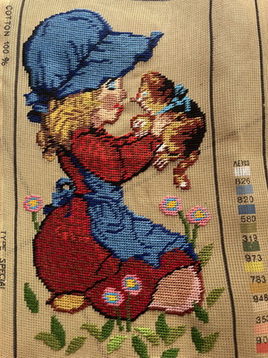 Set of 2 handmade framed embroidery artworks