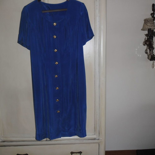 Silk dress blue royal used like new with gold buttons