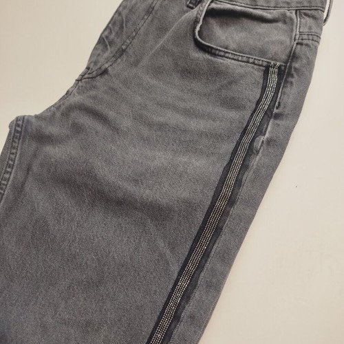 Acne Studios gray jeans like new with silver trim and frayed hem