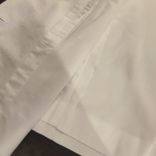 Sinsay white linen blend vest with gold buttons, size M
