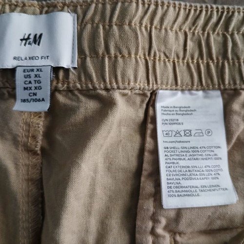 H&M men's bermuda shorts XXL new, beige, linen-cotton blend