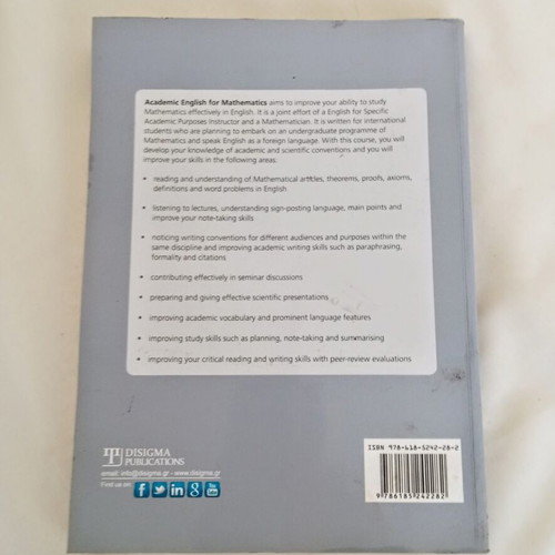 Academic English for Mathematics book new, Disigma Publications