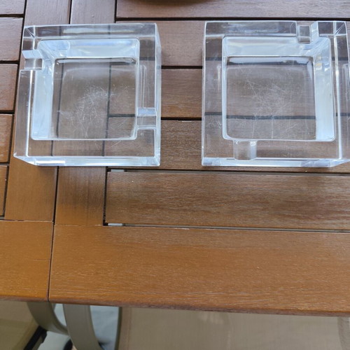 Kosta Boda Prisma Crystal Ashtray Set 2 used