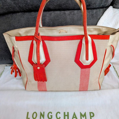Longchamp Penelope tote bag used, orange and gold